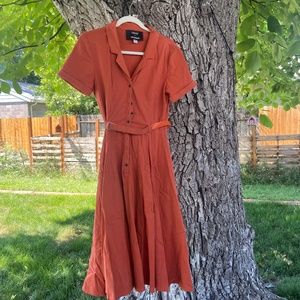 Modcloth Vintage style belted orange secretary (or boss) dress
